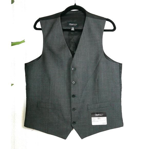 NWT Kenneth Cole Awearness Wool Vest Charcoal Grey/Black -Men’s Medium RTL $109 - Picture 1 of 7